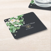 白結婚花 スクエアペーパーコースター (アングル)