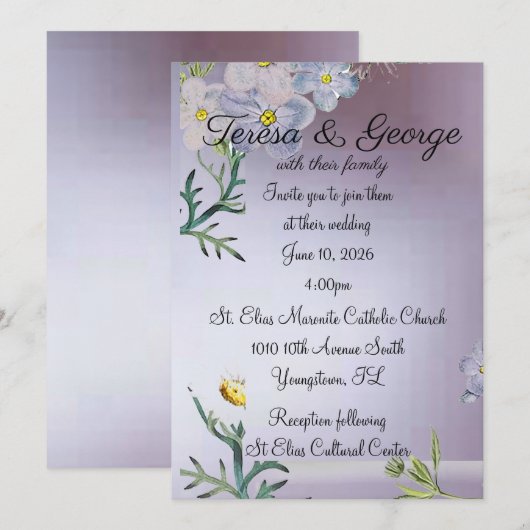 白結婚花 招待状 (正面/裏面)