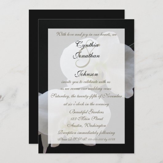 白結婚蘭の誓いの更新 招待状 (正面/裏面)