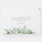 白結婚金ゴールドエレガントハートユーカリ葉 ゲストブック (裏面)