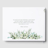 白結婚金ゴールドエレガントハートユーカリ葉 ゲストブック (裏面)