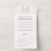 白結婚金ゴールド赤楕円モノグラ葉ム オールインワン招待状 (内側)