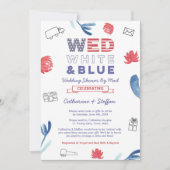 白結婚青の仮想ウェディングシャワー（メール） 招待状 (正面)