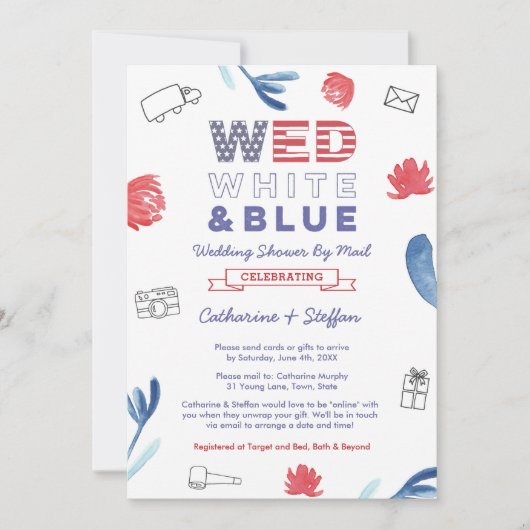 白結婚青の仮想ウェディングシャワー(メール) 招待状 (正面)