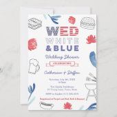 白結婚青BBQカップルのシャワーのリハーサルディナー 招待状 (正面)