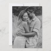 白結婚黒の写真のエレガント数 招待状 (裏面)