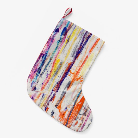 白絵を描い地盤絵の具にはねかけ素晴らした スモールクリスマスストッキング (正面 (吊り時))