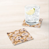 白絵を描花花柄 スクエアペーパーコースター (インサイチュ)