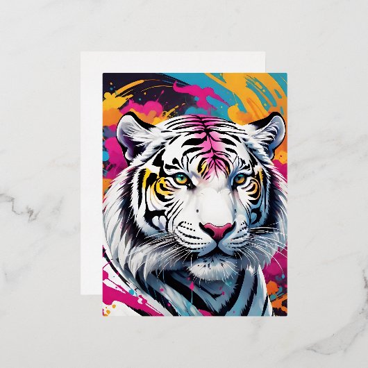 白絵を描虎の男c頭の爆発 箔シーズンポストカード (正面/裏面)