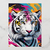 白絵を描虎の男c頭の爆発 箔シーズンポストカード (正面)