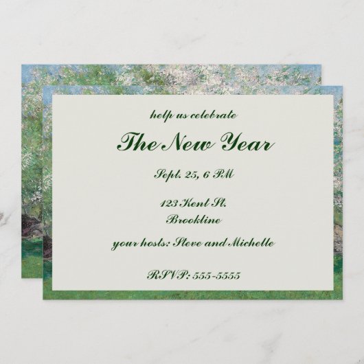 白絵画花林檎の木 招待状 (正面/裏面)