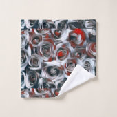 白絵画、黒、銀、赤のバラ バスタオルセット (ウォッシュタオル)