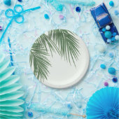 白緑エレガントトロピカルパームリーフウェディング ペーパープレート (パーティー)