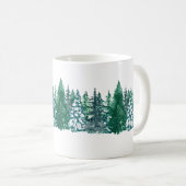 白緑水彩ラッピング フォレストグリーン コーヒーマグカップ (正面右)