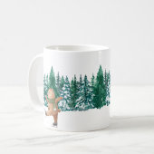 白緑水彩ラッピング フォレストグリーン コーヒーマグカップ (正面左)