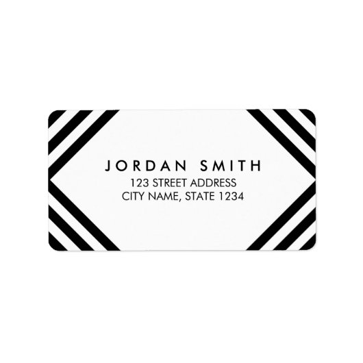 白線と黒線のミニマルな幾何学的アドレス ラベル (正面)