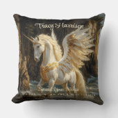 白翼ユニコーン神話的海ファンタジー馬 クッション (正面)