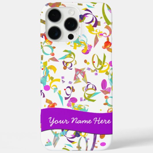 白背景にカラフルなパーティーくじを投げかける Case-Mate iPhoneケース (裏面)