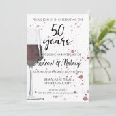 白背景に赤ワインのグラス 水彩 招待状 (スタンド正面)