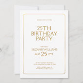 白背景に金枠の誕生日テンプレート 招待状 (正面)