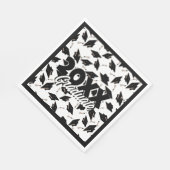 白背景に飛び散る黒い卒業帽 スタンダードランチョンナプキン (角)