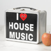 白背景に黒で"I LOVE HOUSE MUSIC" メタルランチボックス (インサイチュ)