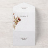 白背景にQRコード付きのニュートラルカラーの野の花 オールインワン招待状 (外側)