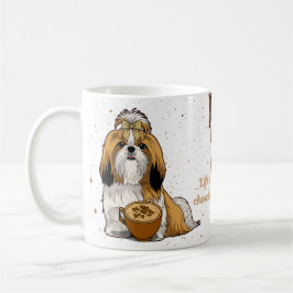 白背景のかわいいシーズー コーヒーカップ