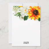 白背景のひまわり花飾り  日程変更のご案内を変更する詳細 招待状 (裏面)