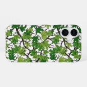 白背景のカエデの葉 iPhone 16ケース (裏面横)