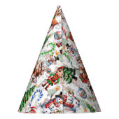 白背景のクリスマス装飾パターン パーティーハット (裏面)