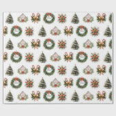 白背景のクリスマス フェスティブ画像 ラッピングペーパー (フラット)