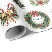 白背景のクリスマス フェスティブ画像 ラッピングペーパー (ロールコーナー)