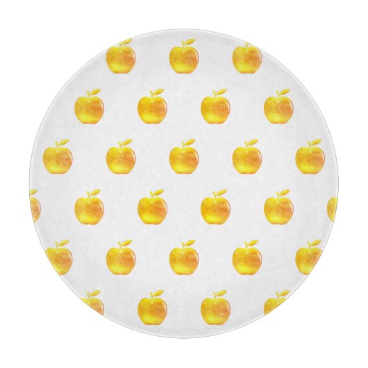白背景のゴールデンアップル カッティングボード (正面)