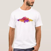 白背景のシカゴのスカイライン水彩アート Tシャツ (正面)