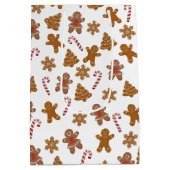 白背景のジンジャーブレッドクッキーとキャンディーケーン ミディアムペーパーバッグ (裏面)