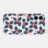白背景のヒイラギの実 iPhone 16ケース (裏面横)