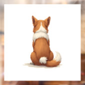 白背景のビンテージな犬の後ろ姿イラスト ウィンドウサイン (シート2)