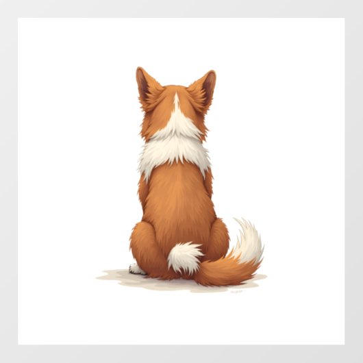 白背景のビンテージな犬の後ろ姿イラスト ウィンドウサイン (シート)