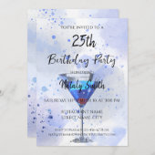 白背景のブルーマルティーニカクテル 招待状 (正面/裏面)