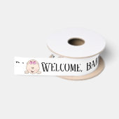白背景のベビーガールウェルカム サテンリボン (リール)