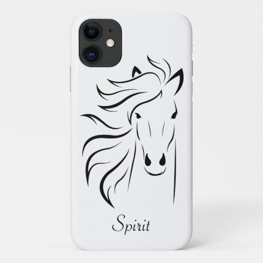 白背景のモダンな馬のシルエット画像アート Case-Mate iPhoneケース (裏面)