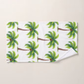 白背景のモダンサマー ボタンカルチャーパームツリー バスタオルセット (ハンドタオル)