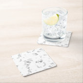 白背景のモノクロ写真 スクエアペーパーコースター (インサイチュ)