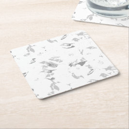 白背景のモノクロ写真 スクエアペーパーコースター