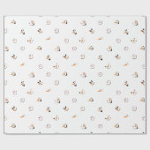 白背景のユーモラスな雪だるまの顔のパターン ラッピングペーパー (フラット)