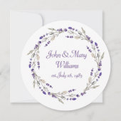 白背景のラベンダーアニバーサリーリース 招待状 (正面)