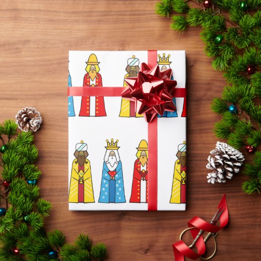 白背景の三賢者 ラッピングペーパー (クリスマスギフト)