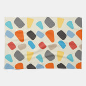 白背景の多色の小石 キッチンタオル (横)