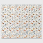 白背景の秋の花と葉 ラッピングペーパー (フラット)